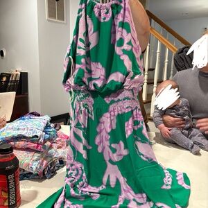 Floral Green and Purple Lilly Pulitzer Midi Dress